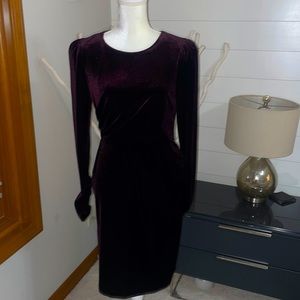 Calvin Klein Burgundy long sleeve midi length cocktail dress